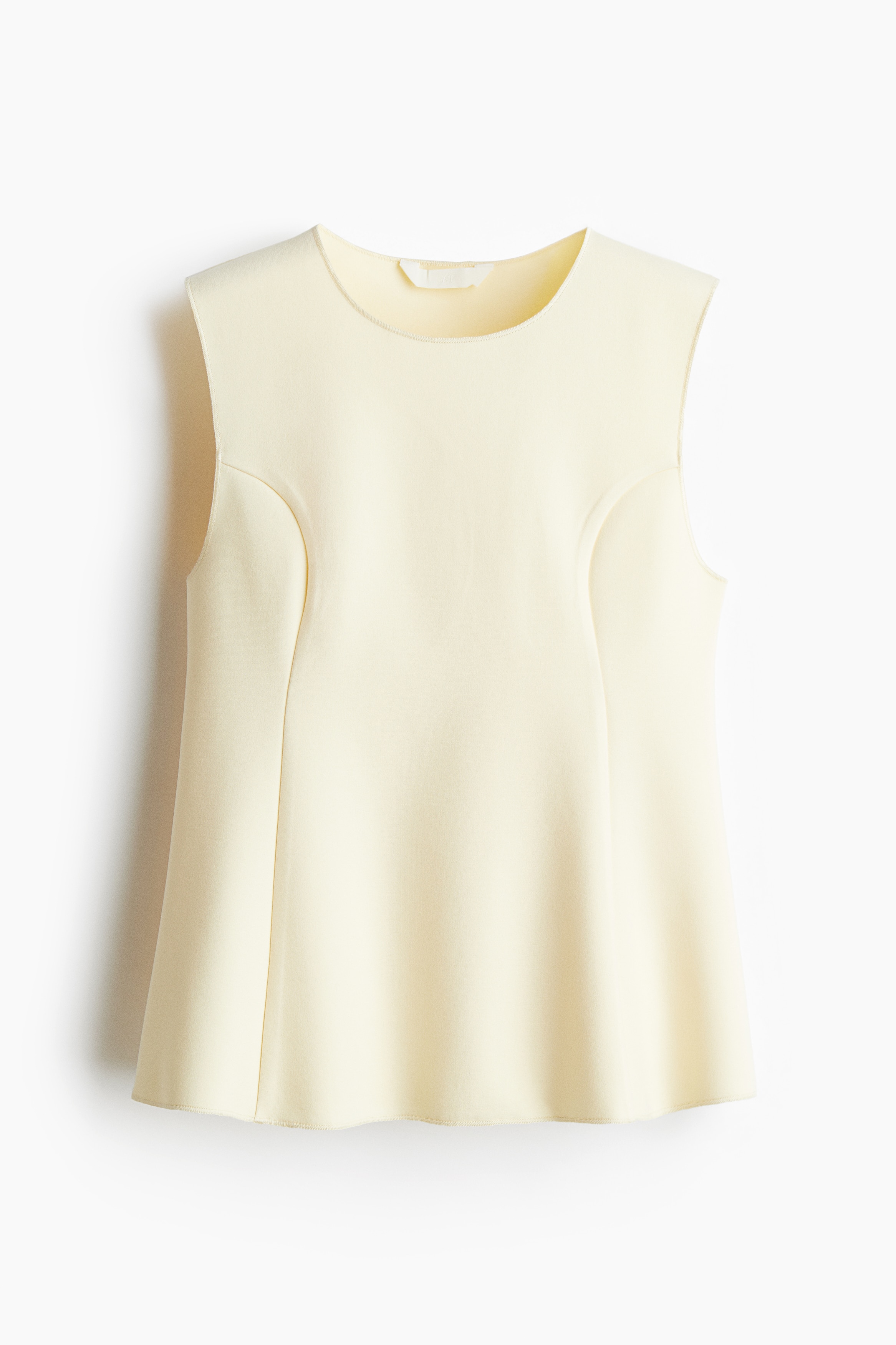 Αμάνικη μπλούζα με ύφανση interlock και peplum - Απαλό κίτρινο/Μπορντό/Απαλό ροζ