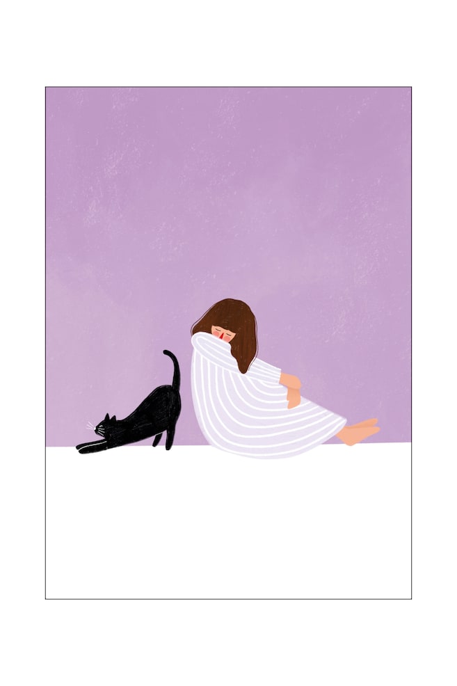 Bea Muller - Girl And Cat - Flerfärgad - 1