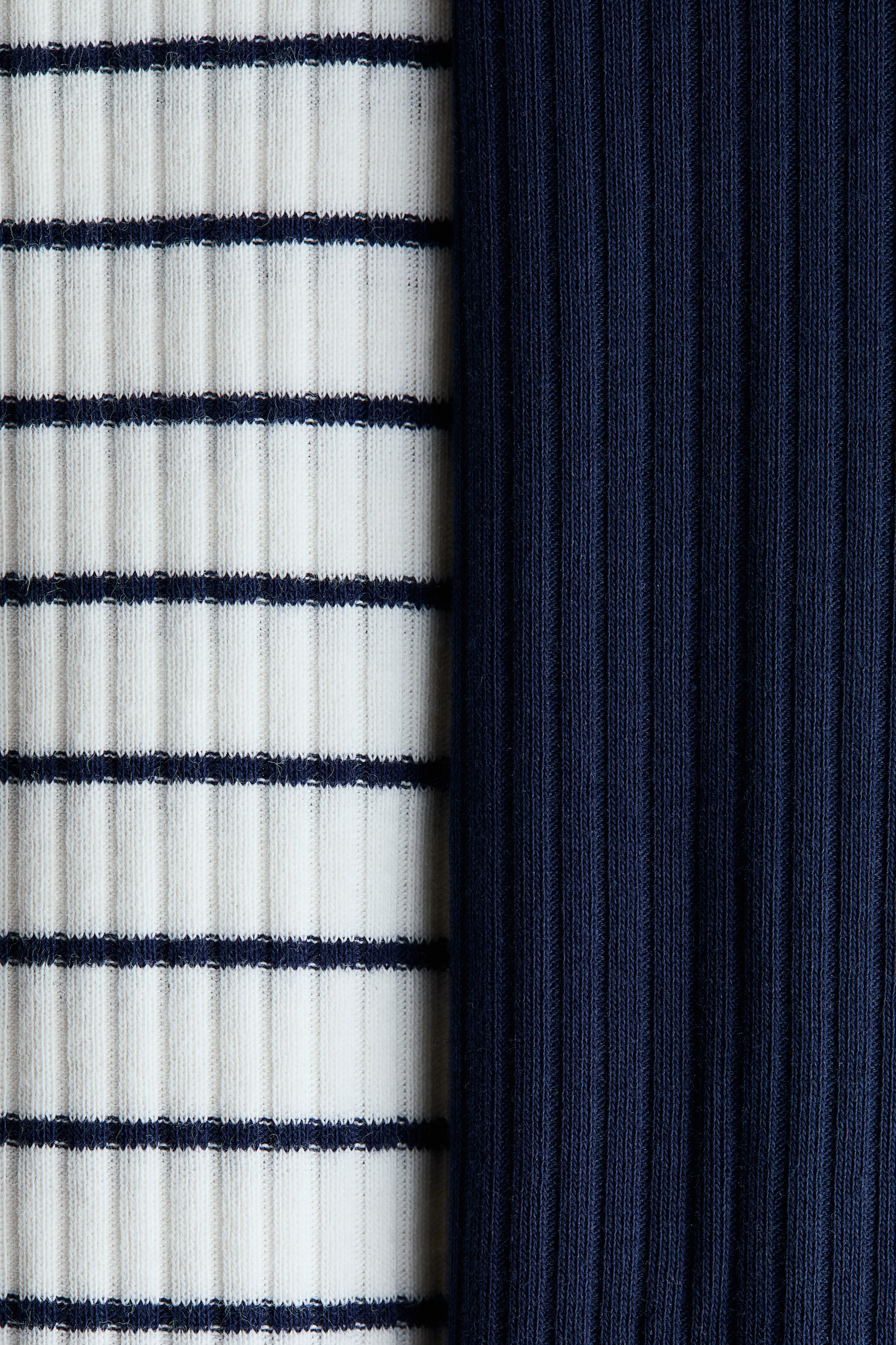 2-pak natdragt i bomuld - Hvid/Marineblåstribet - 2