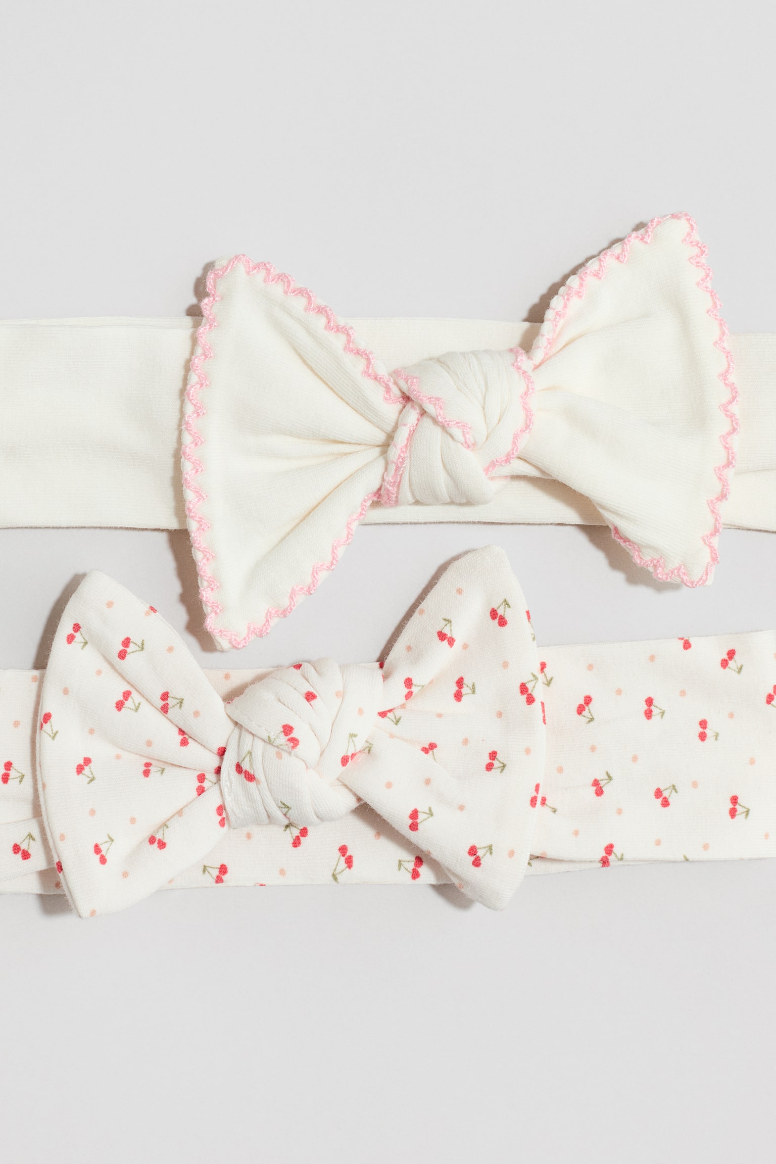 2-pack bow-detail hairbands - White/Cherries/Dusty blue/Floral/Light pink/Floral/Black/Gold-coloured - 2