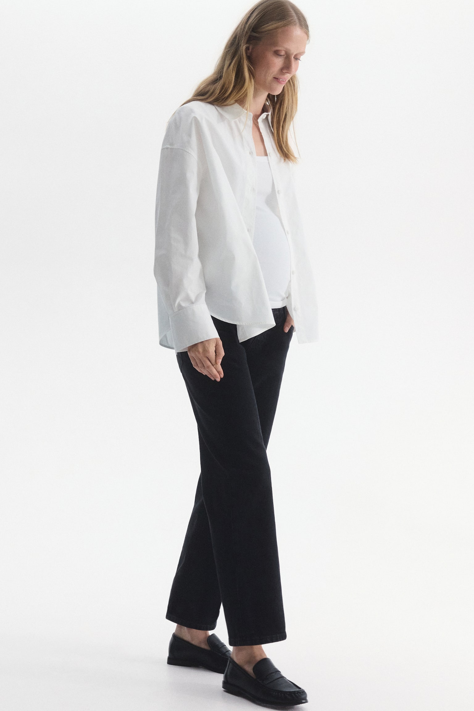 Женские джинсы H&M Mama Straight Ankle, цвет: Джинсовый чёрный — фото 3