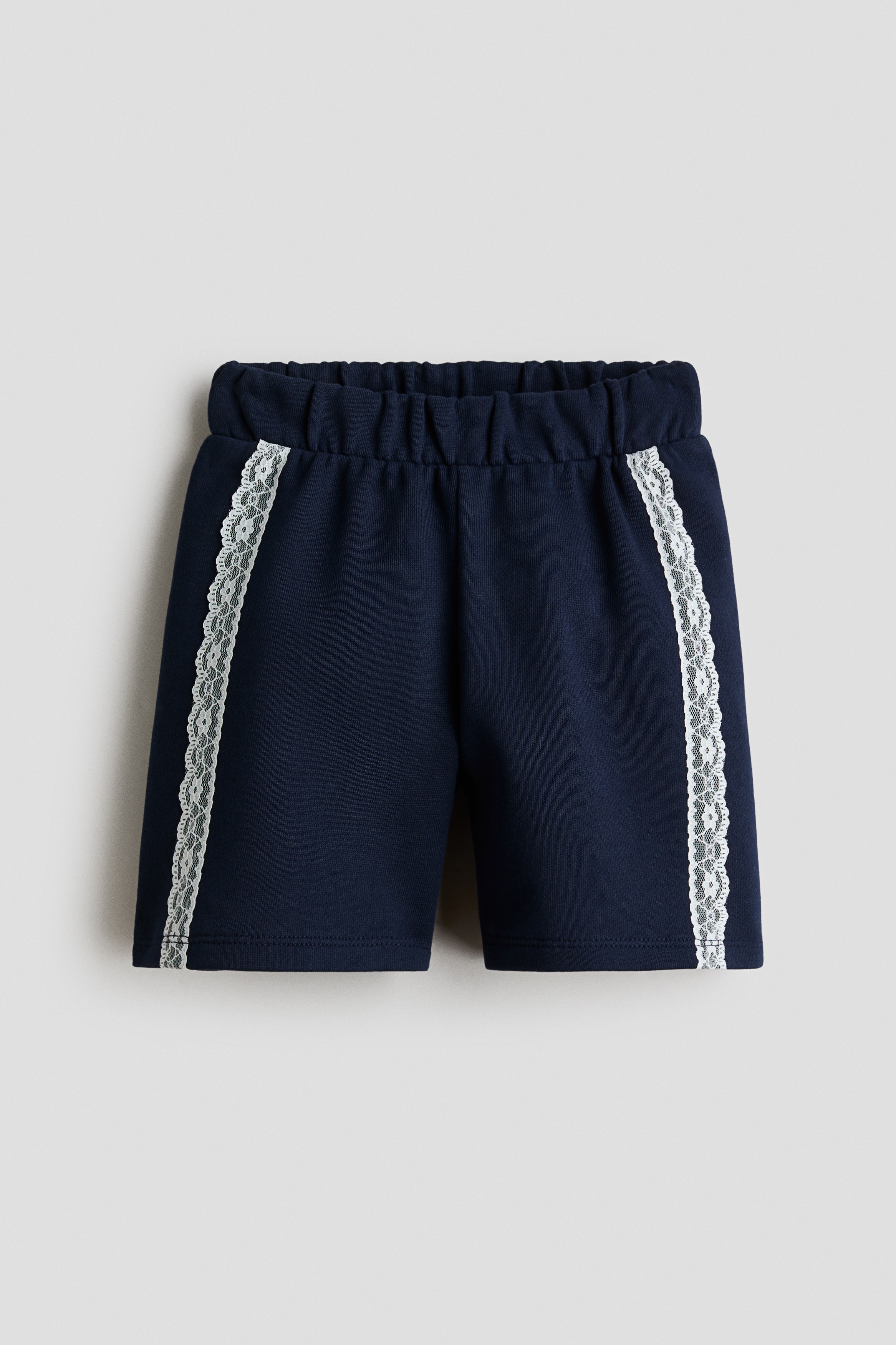 Quần short nỉ có chi tiết ren - Màu xanh dương đậm/Màu hồng nhạt