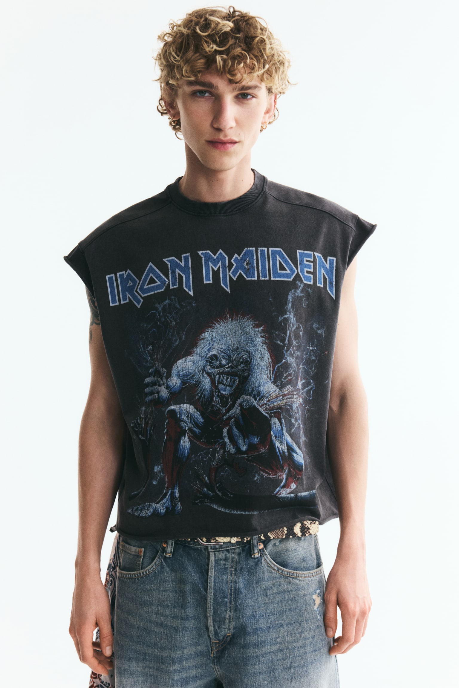 Майка квадратного крою Oversized Fit з принтом - Чорний/Iron Maiden/Білий/Guns N' Roses - 1