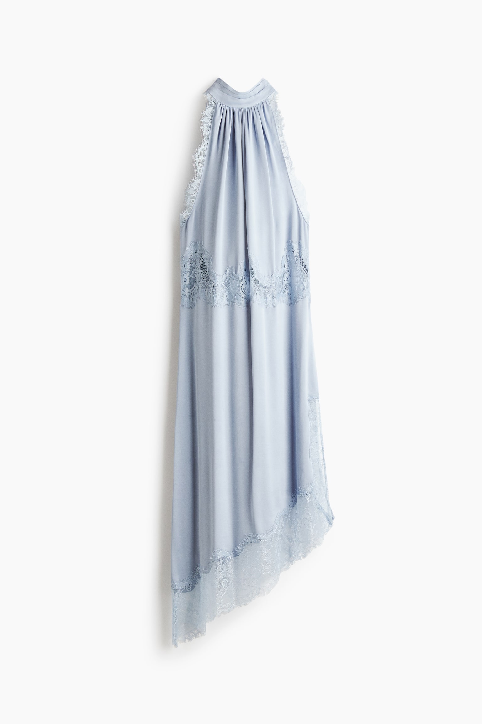 Lace-trimmed satin dress - Light dusty blue - 2