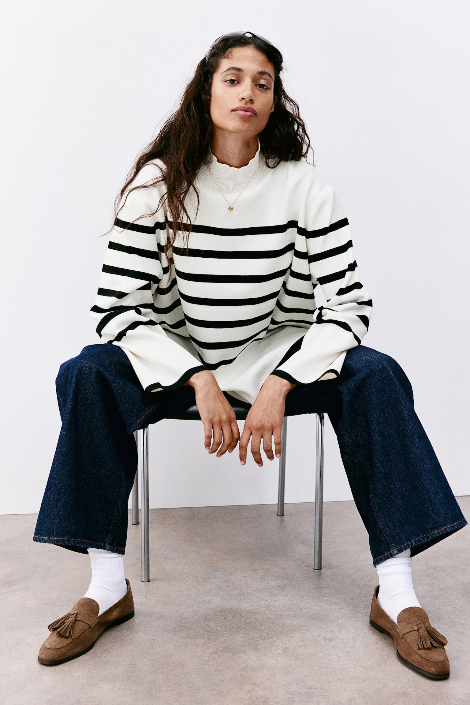 Turtleneck jumper - White/Striped/Black/Striped/Grey marl/Striped/Navy blue/Striped/White/Beige striped/Navy blue/Cream striped/Cream/Striped/Black/Striped - 1