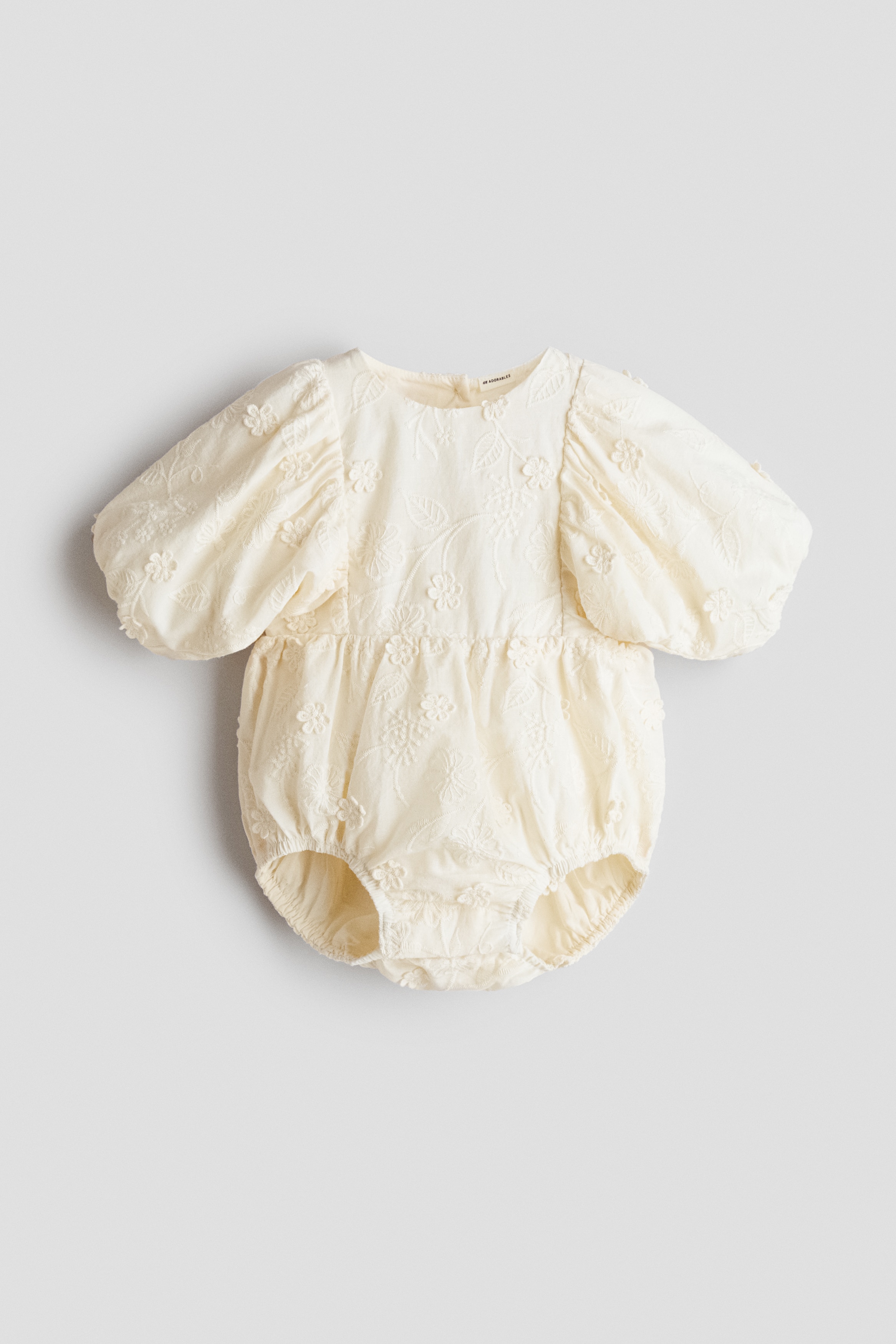Barboteuse avec broderie anglaise - Crème/Jaune clair