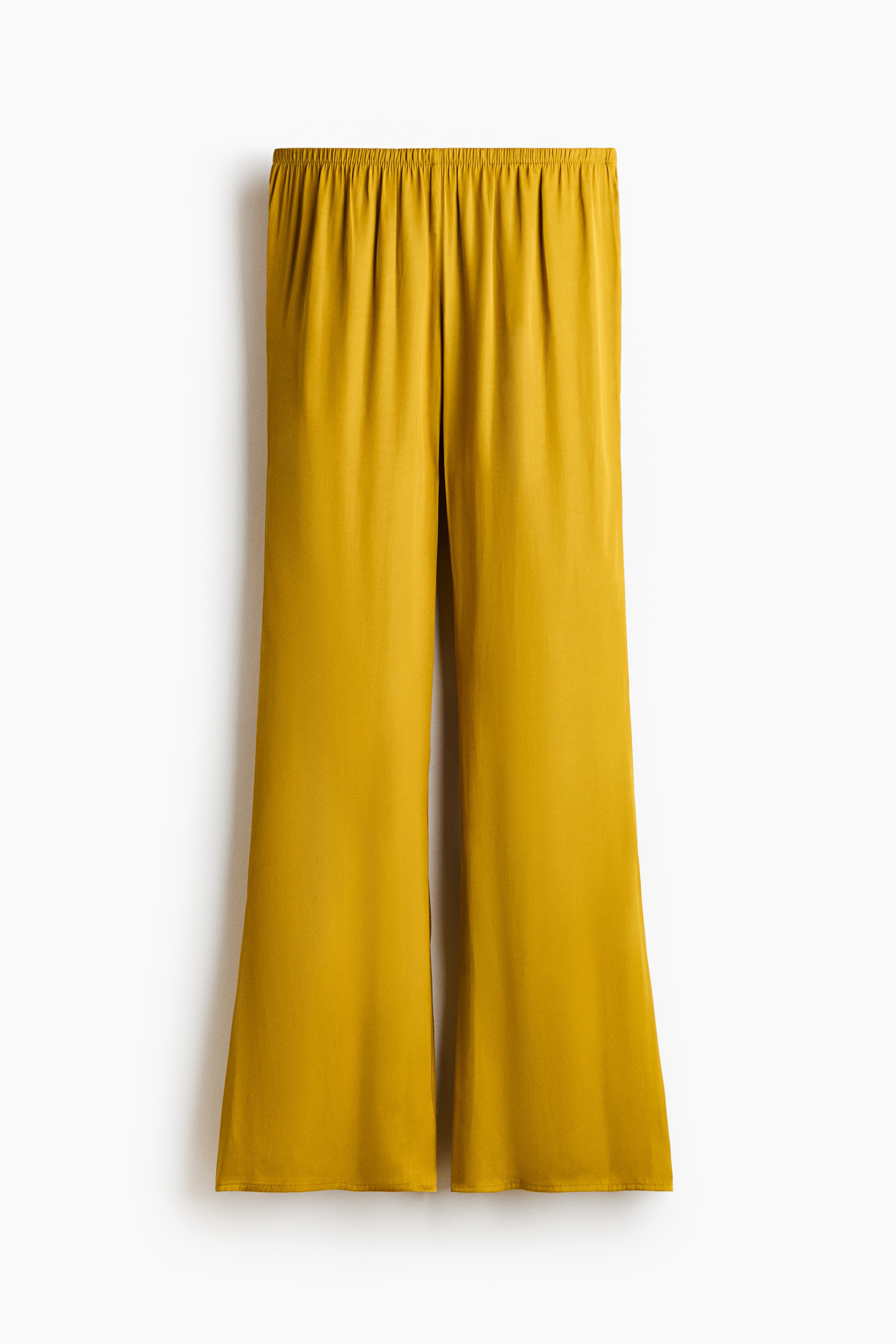 Flared Satin Pants - Mustard yellow/Black/Dark brown
