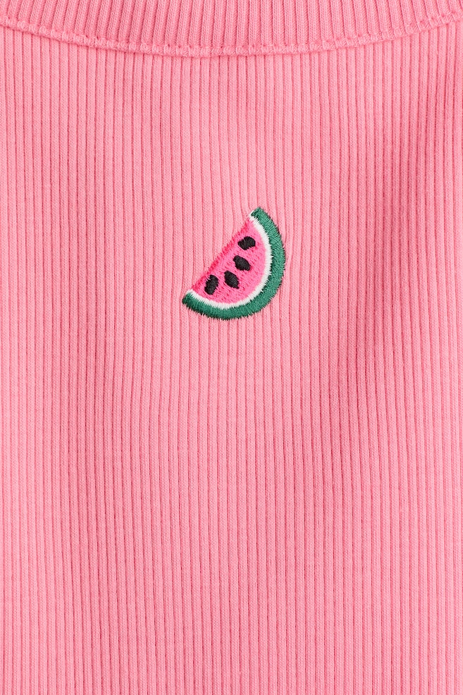 Embroidery-detail strappy top - Pink/Watermelon/White/Heart/Lilac/Ice cream/Light turquoise/Pineapple - 3