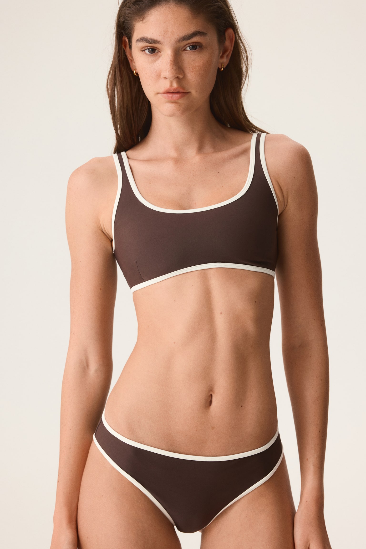 Sports Bikini Bottoms - Coffee/Light yellow/Burgundy - 1
