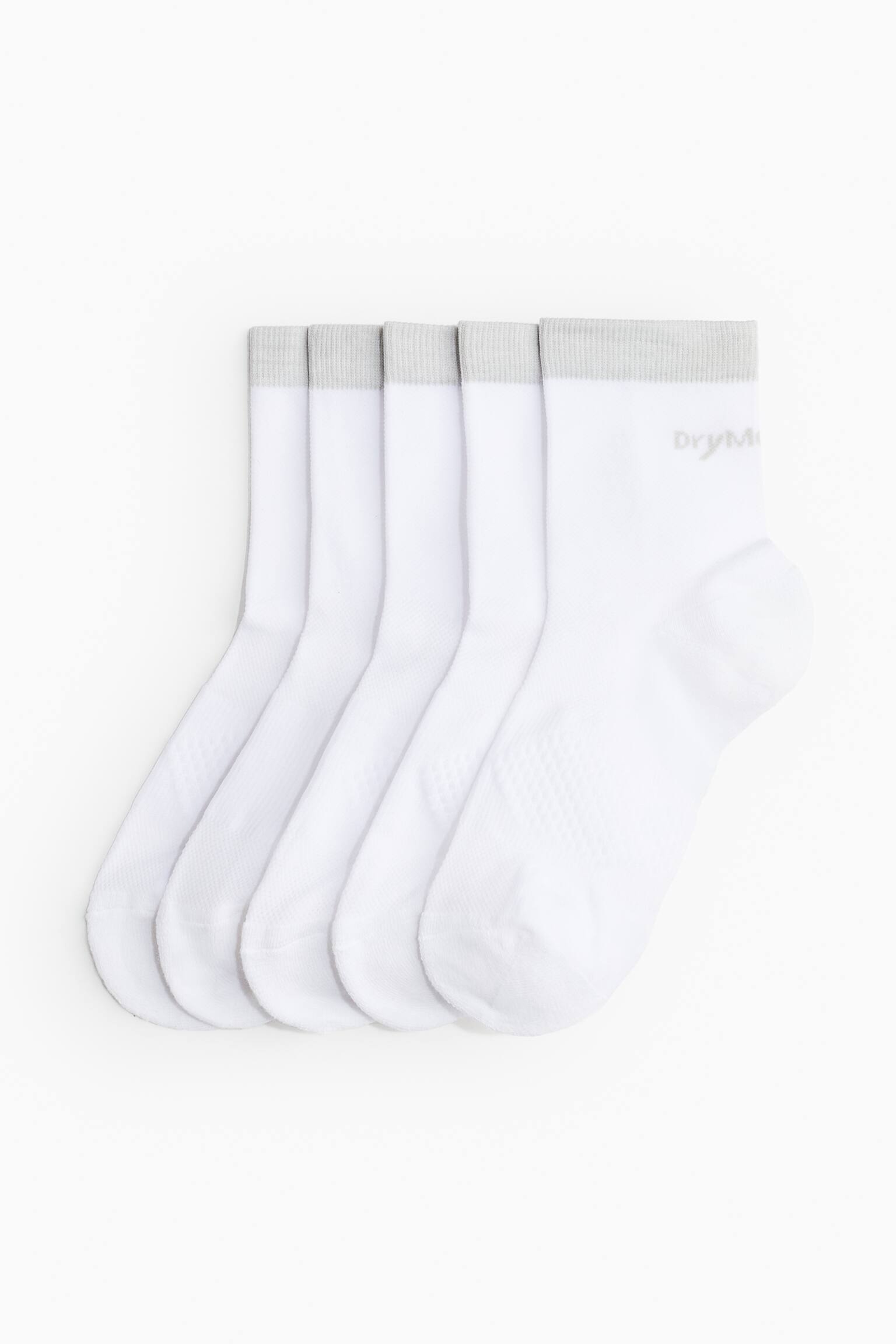 5-pack Sports Socks In DryMove™ - White/Grey/White/Hot pink - 1