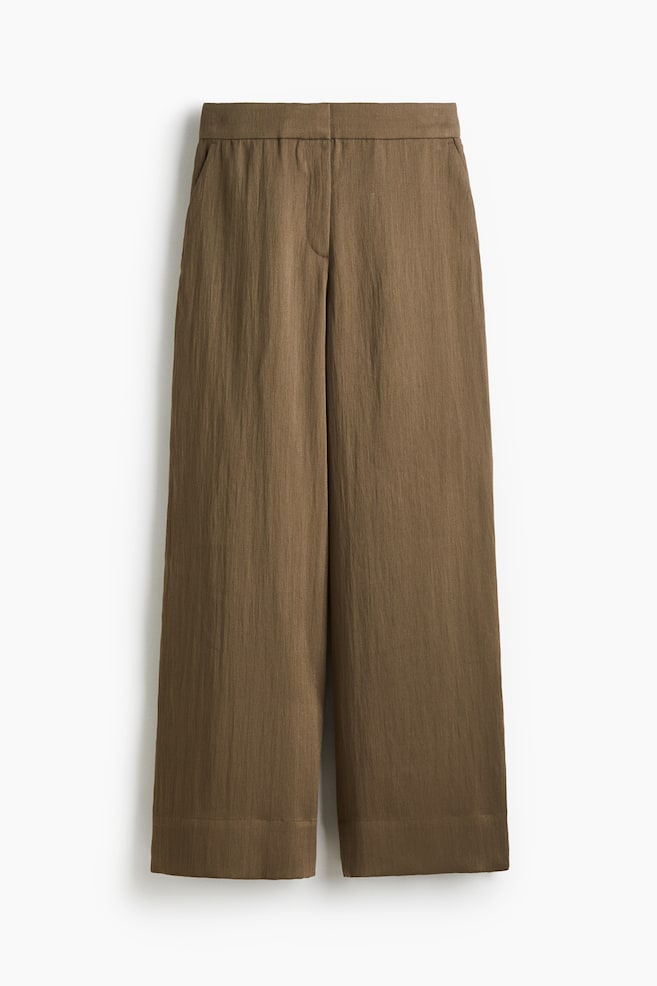 Wide twill trousers - Dark khaki green - 1