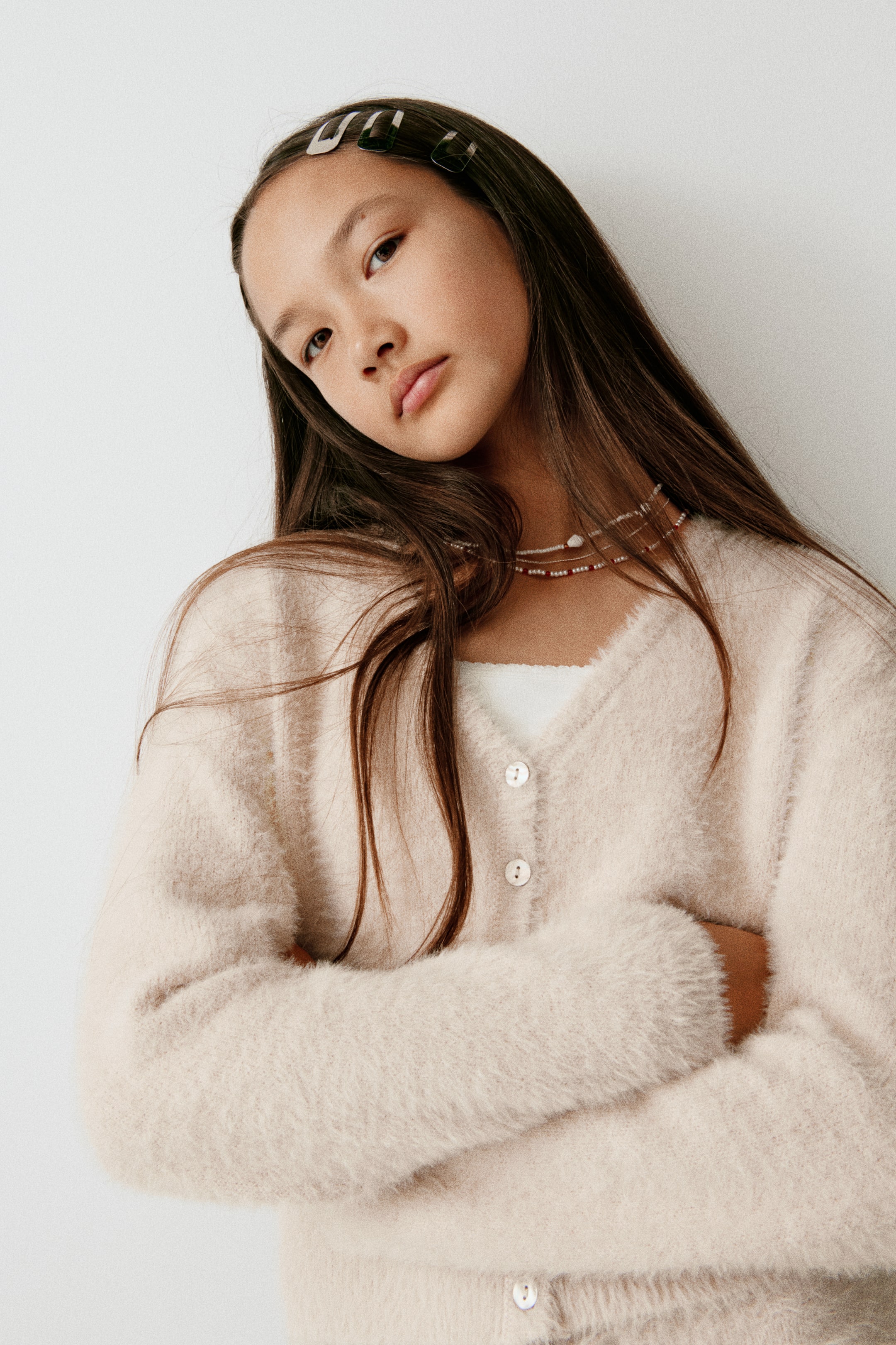 View larger image: Fluffy-knit cardigan - Light beige - Kids | H&M 1