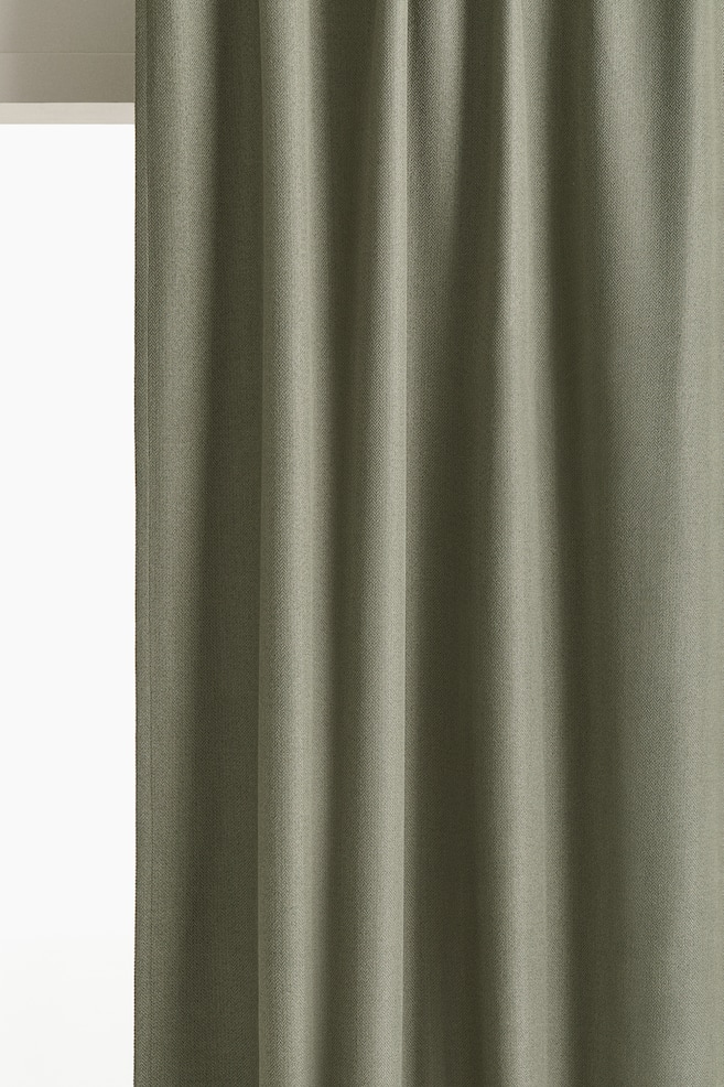 2-pack extra-long blackout curtain lengths - Khaki green/Light grey/Beige marl - 1