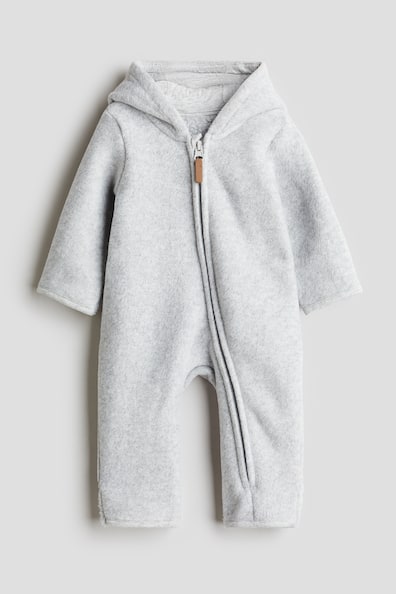 Unisex Baby Quilted Fleece Jumpsuit , Color - Gray