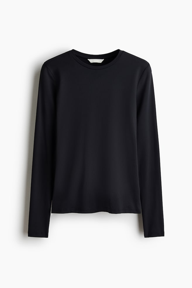 Long-sleeved Microfiber Top - Dark blue/Dark blue/Dark taupe/Dark taupe/Black - 1