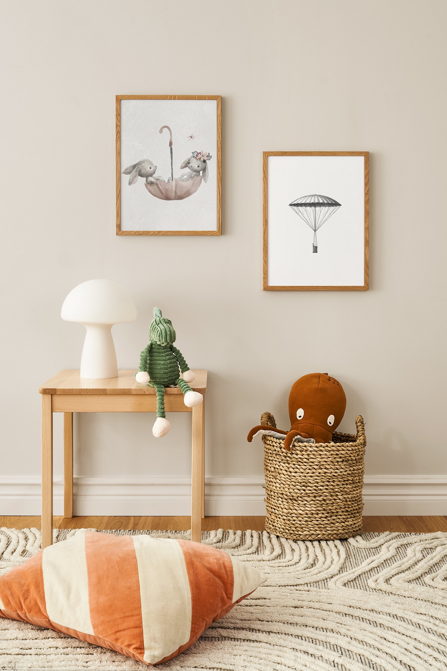 Rabbits Umbrella Poster - Grau/rosa