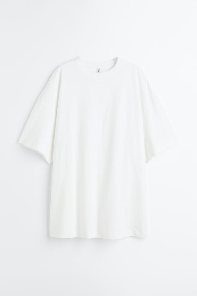 Oversized T-shirt - Hvit/Lys beige - 2