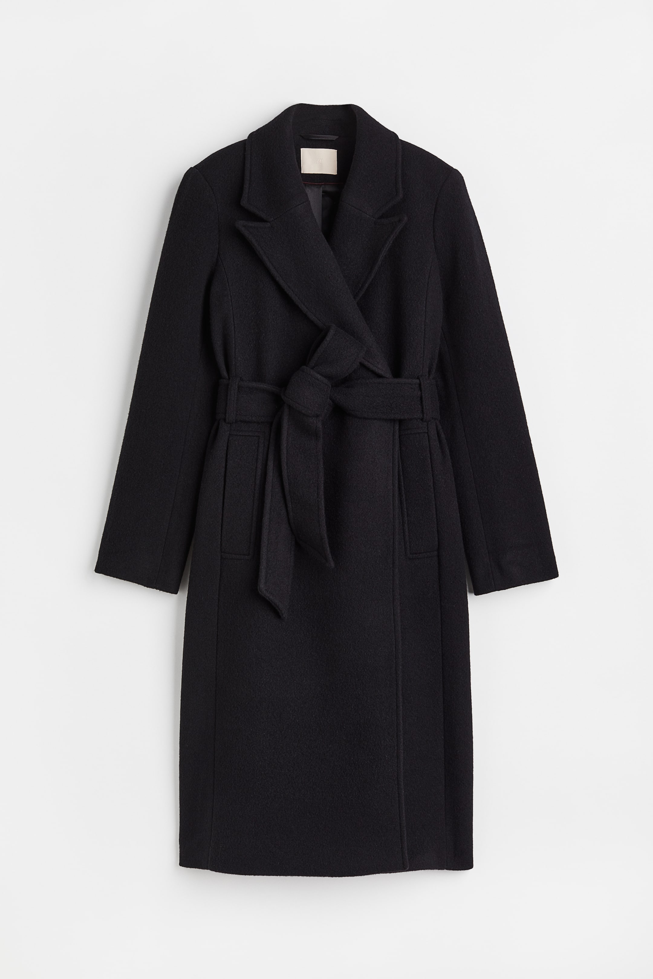 Wool-blend coat - Long sleeve - Midi - Black - Ladies | H&M GB