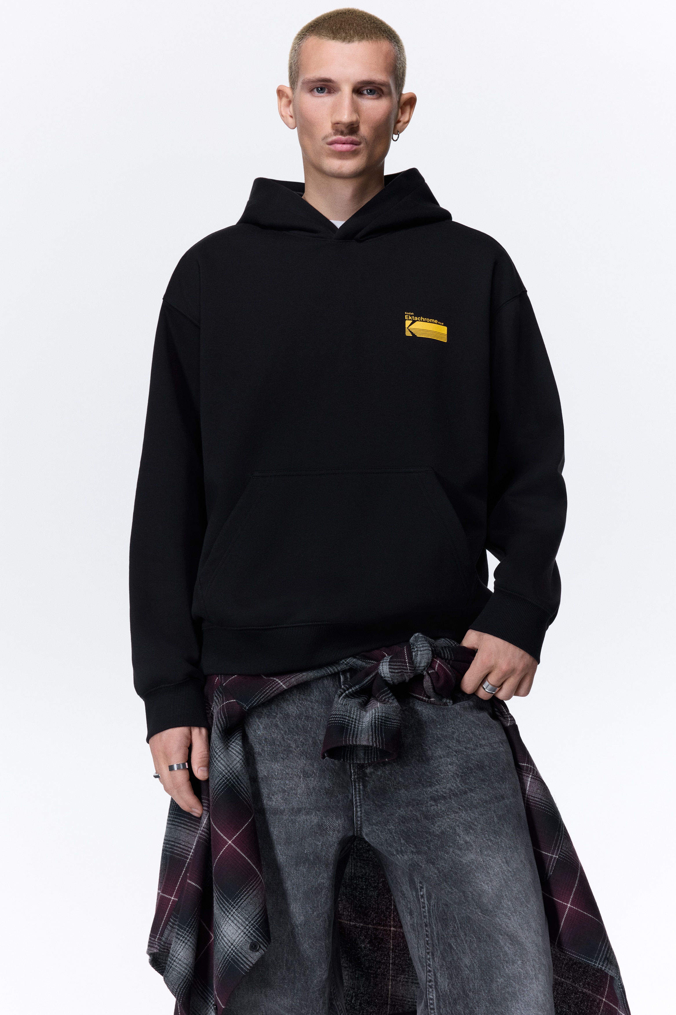 Loose-Fit Printed Hoodie - Black/Kodak - Men | H&M US