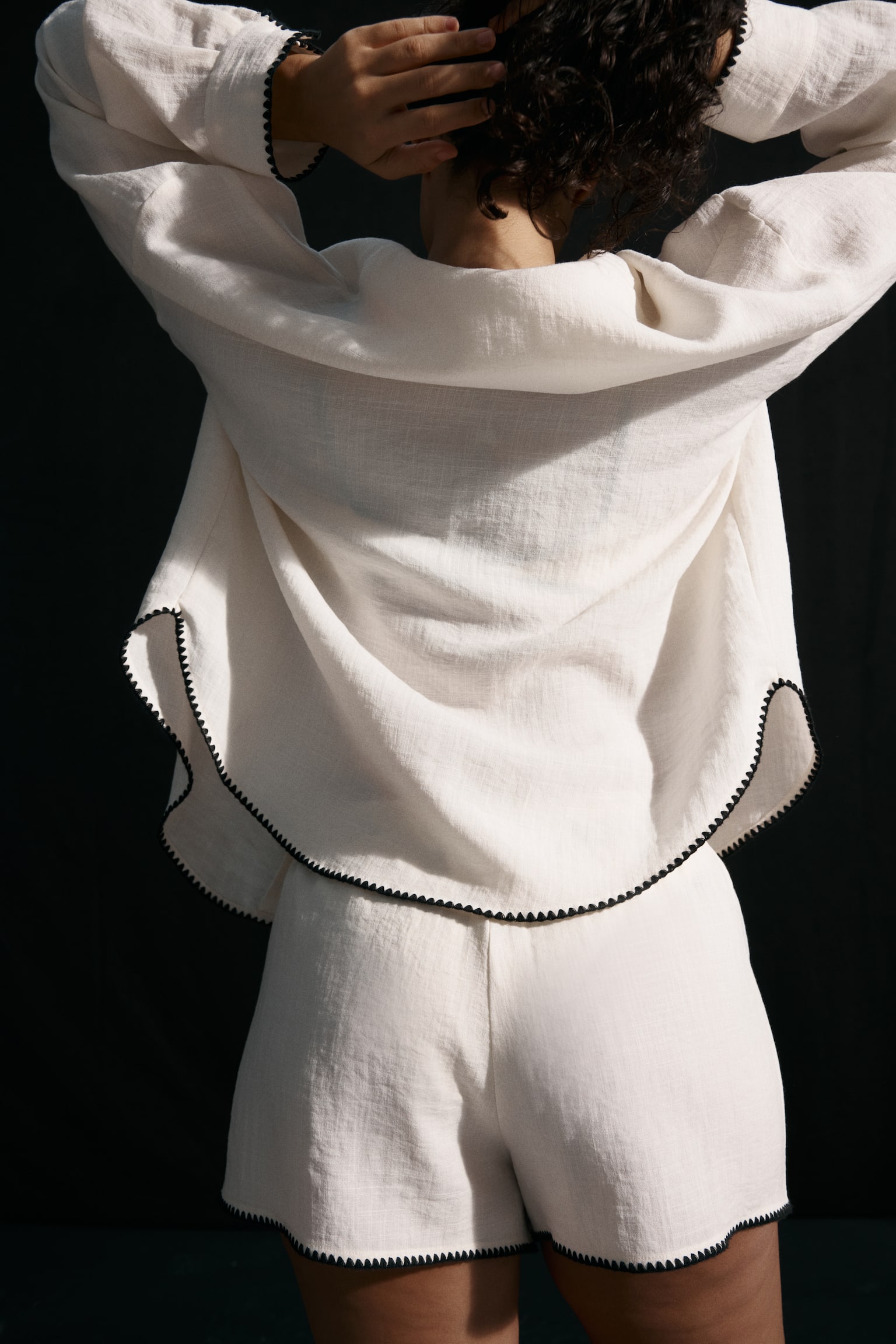 Пляжні шорти Loose-fit - Кремовий/Темно-коричневий - 3