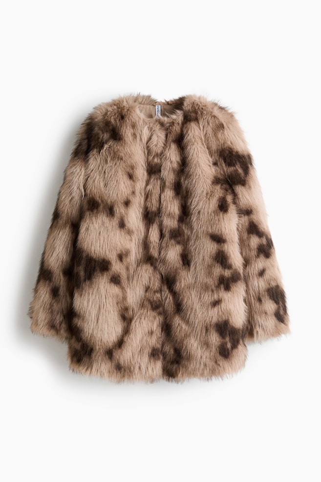 Fluffy coat - Beige/Speckled/Dark brown - 1