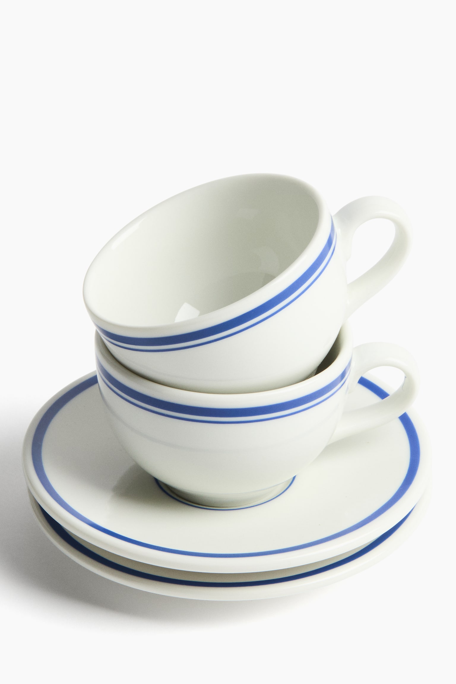 2-pack cappuccino cup and saucer - White/Blue/White/Black/White/Red - 3