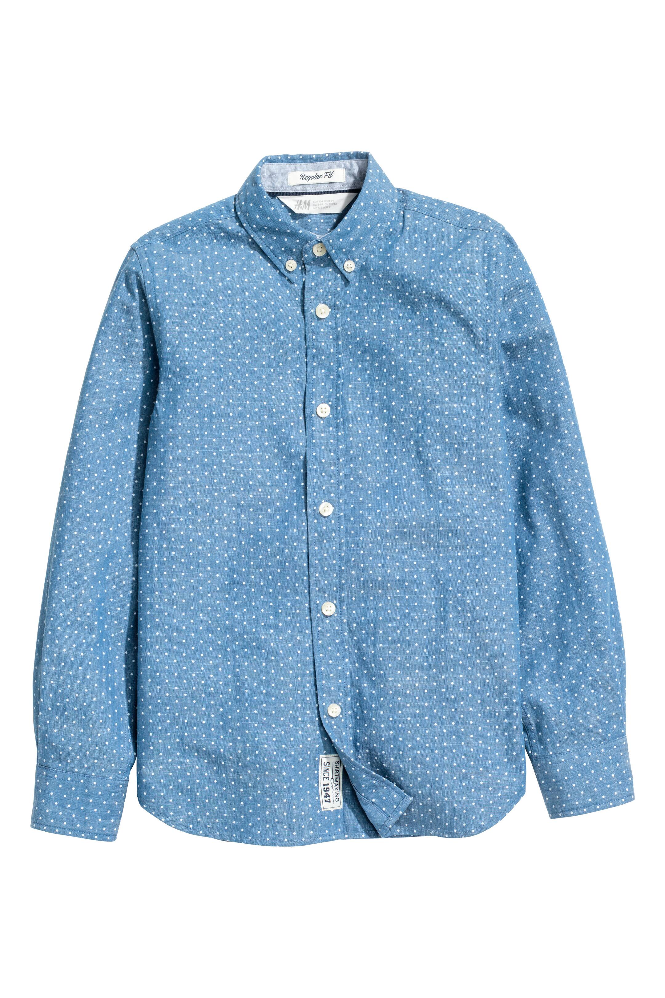 View larger image: Cotton shirt - Denim blue/Spotted - Kids | H&M GB 1