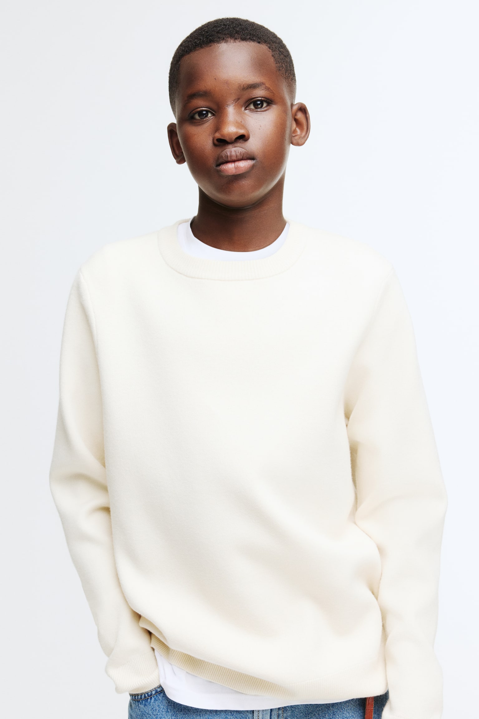 Fine-knit jumper - Light beige/Blue - 2