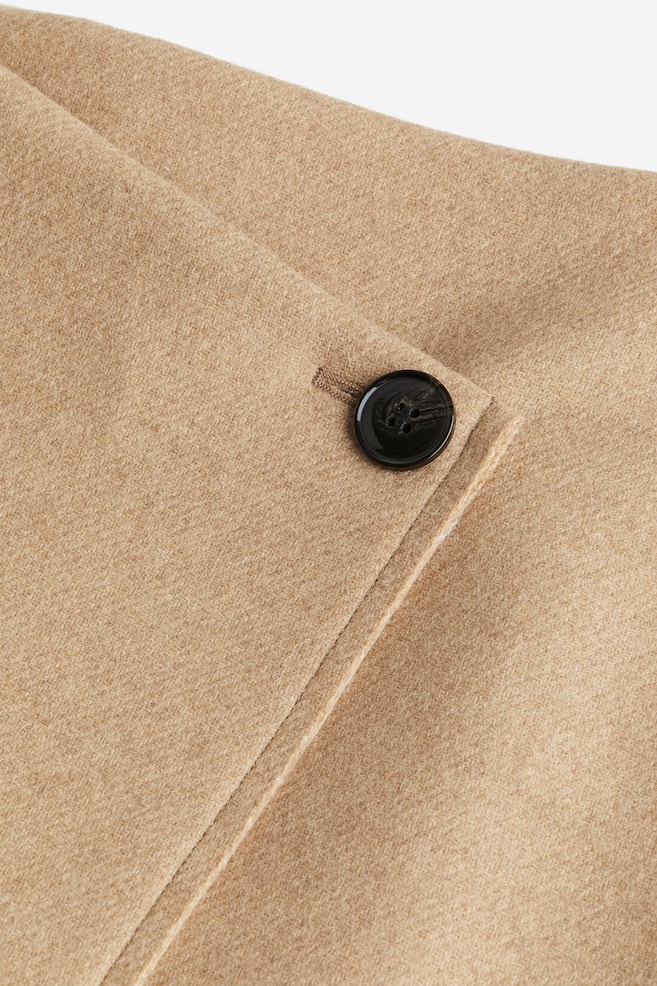 Wool-blend wrapover skirt - Beige/Dark grey marl - 3