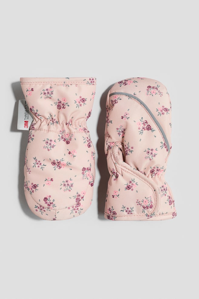 Water-repellent mittens - Light pink/Floral - 1