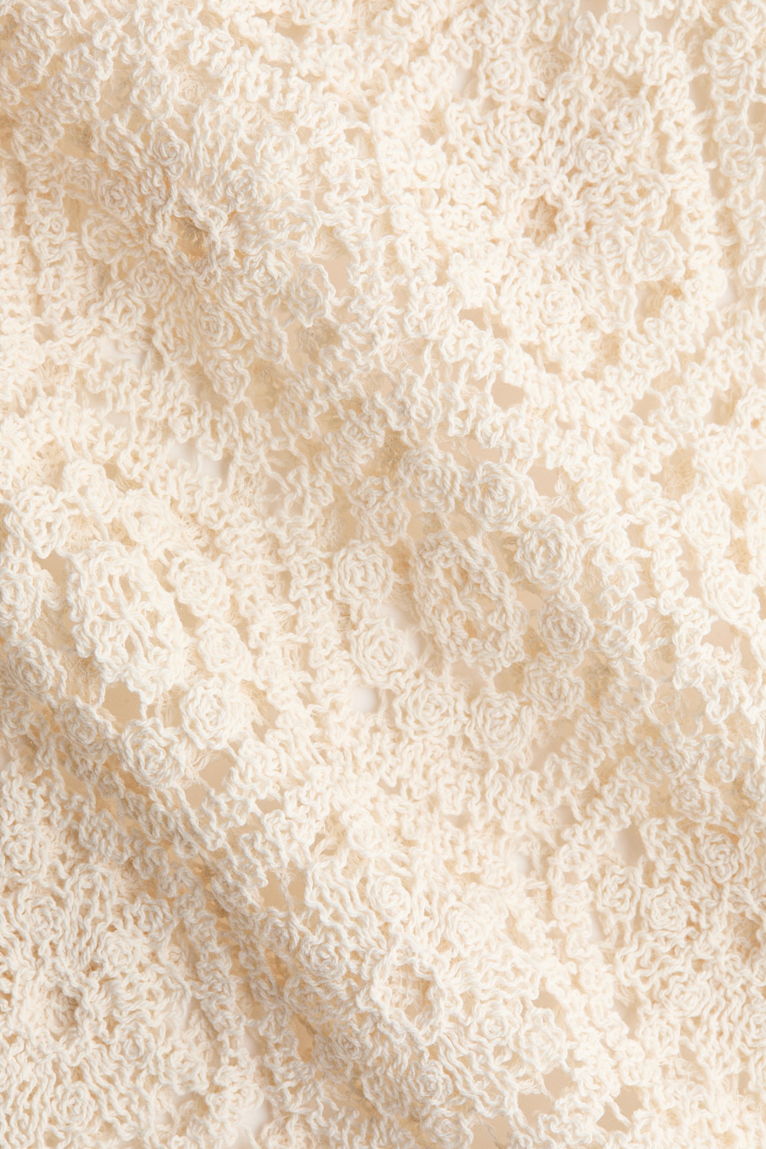 Sleeveless crochet-look dress - Cream - 3