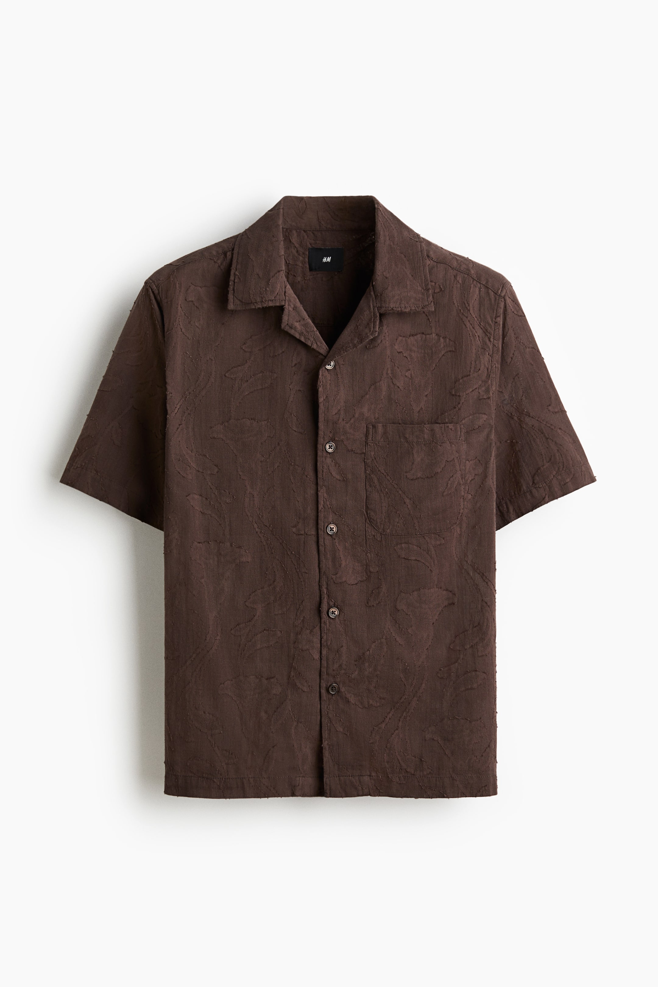 View larger image: Regular Fit Jacquard-weave resort shirt - Brown - Men | H&M IN 5