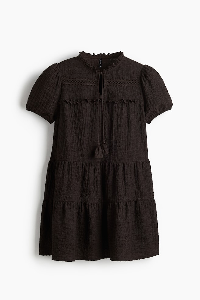 Crinkled jersey dress - Dark brown/White/Black/Floral - 1