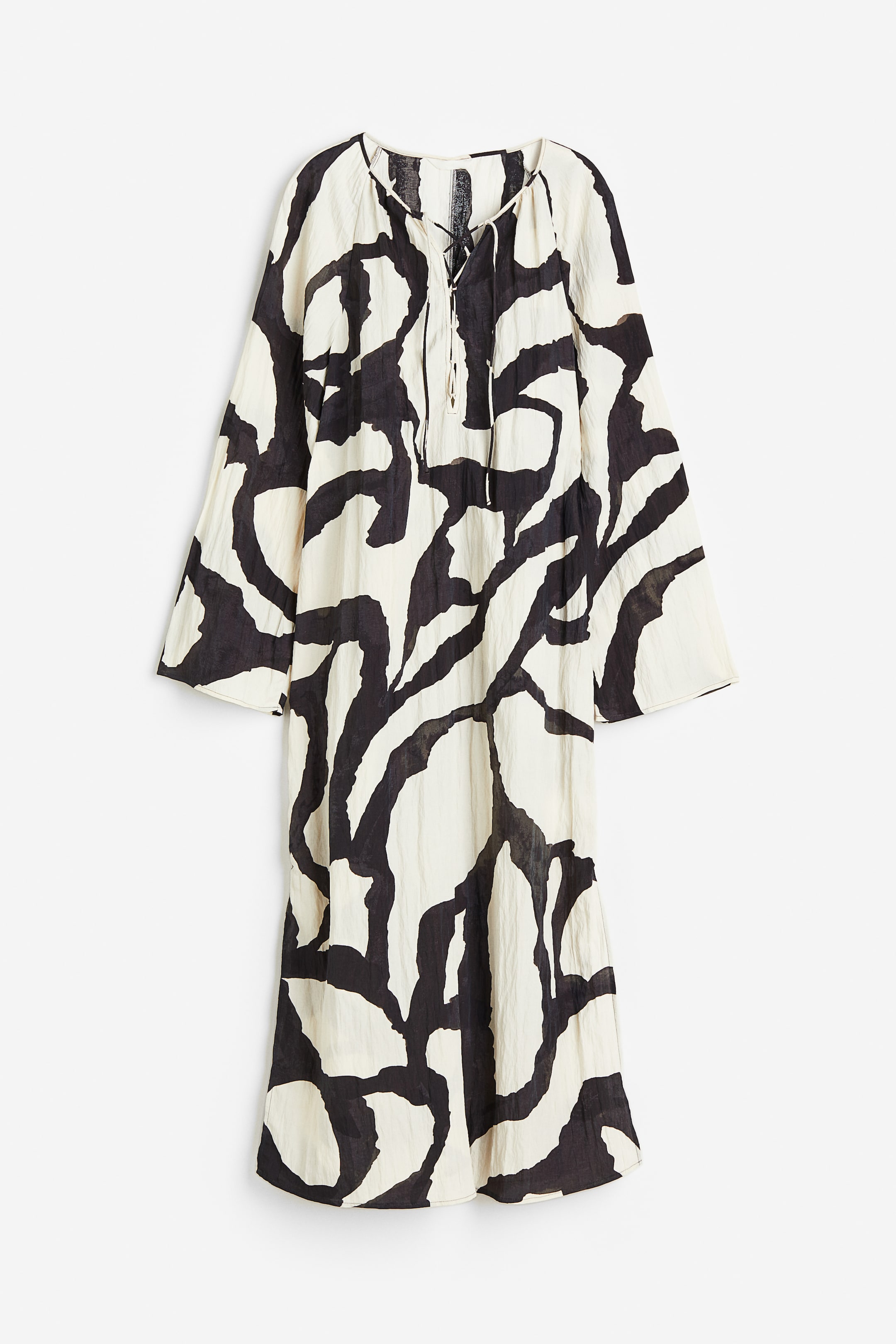 View larger image: Lacing-detail crinkled dress - Black/Patterned - Ladies | H&M MY 1