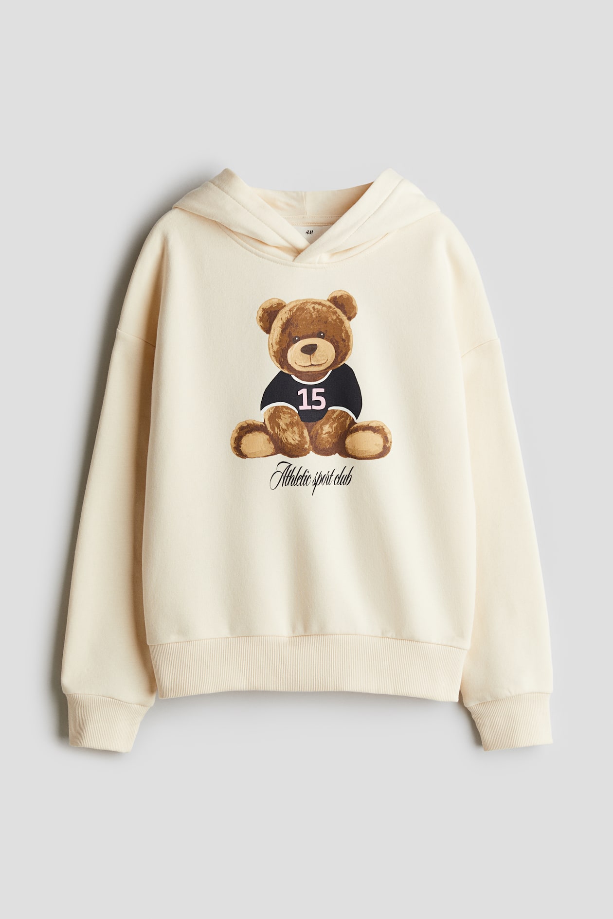 Printed hoodie Light beige/Teddy bear Kids H&M HK