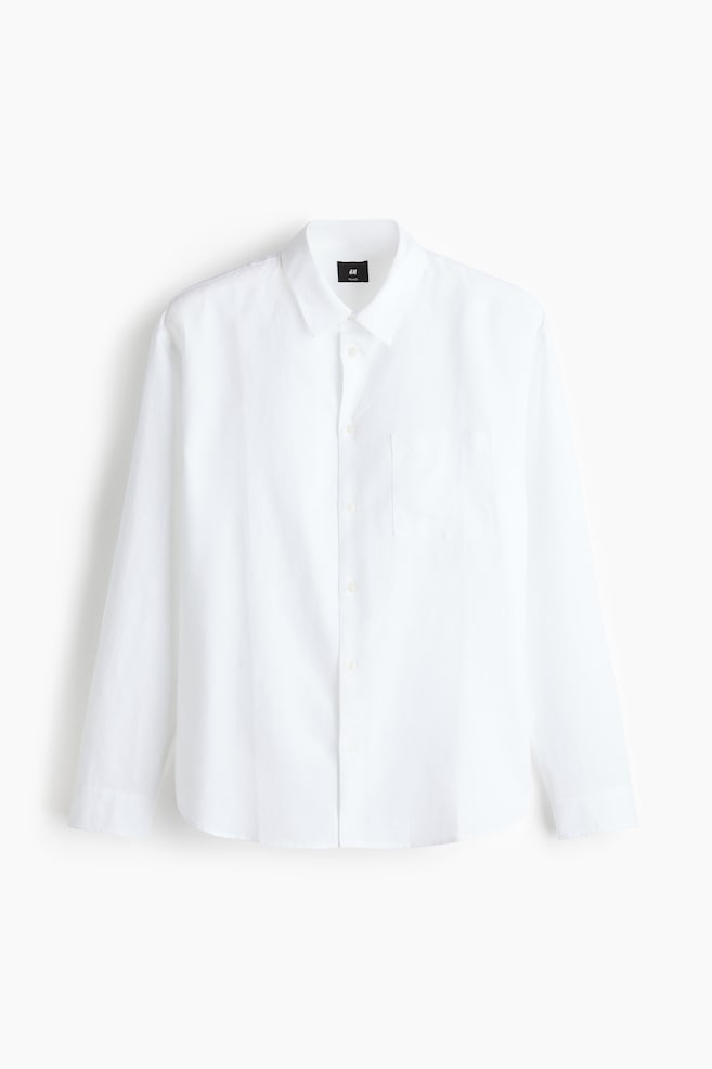 Relaxed-Fit Linen-Blend Shirt - White/White/striped/Light beige/Light blue/Rust red/striped/Green/striped/Dark brown/Dark blue/Light pink/Dark khaki green - 1
