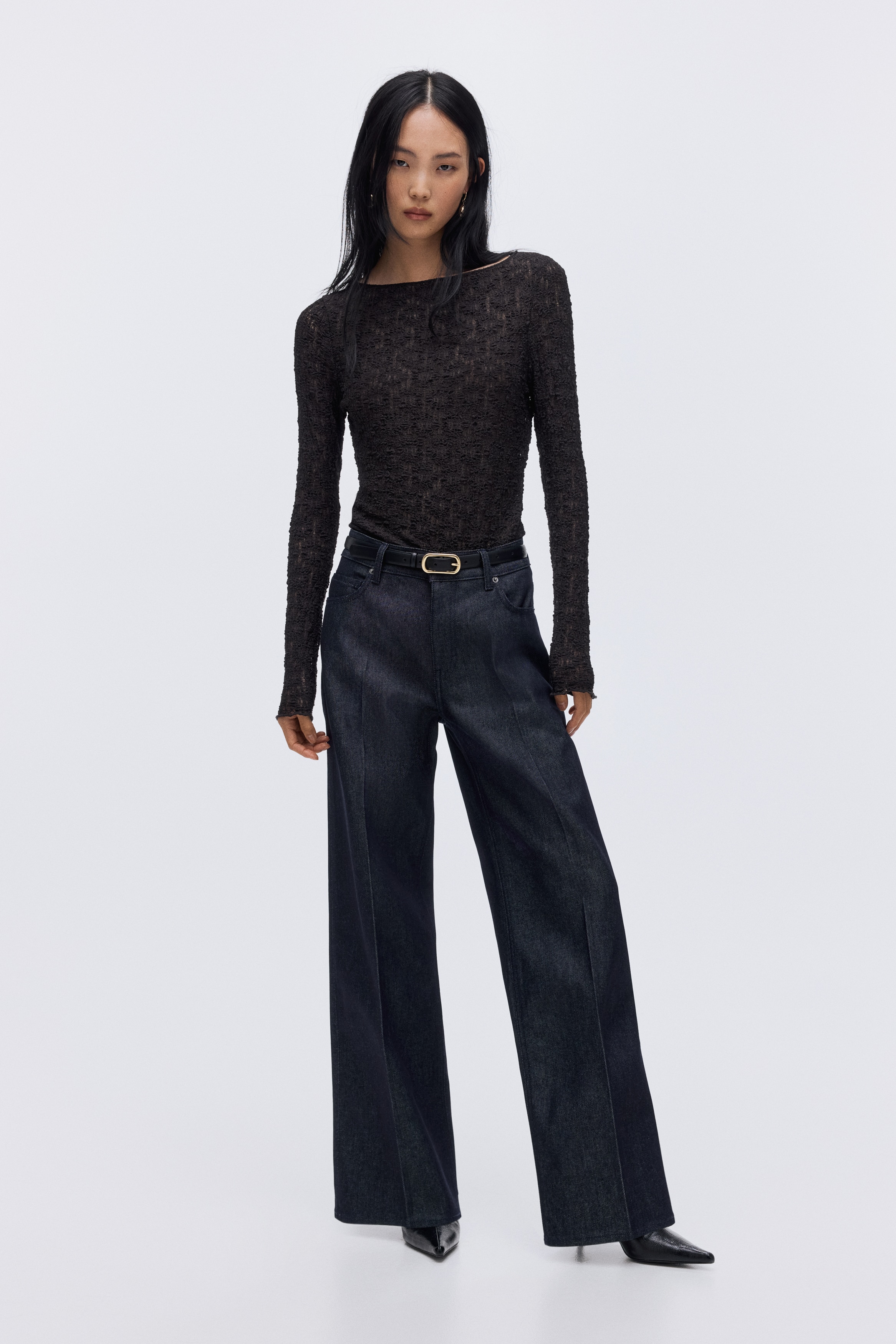 Lace-look jersey top