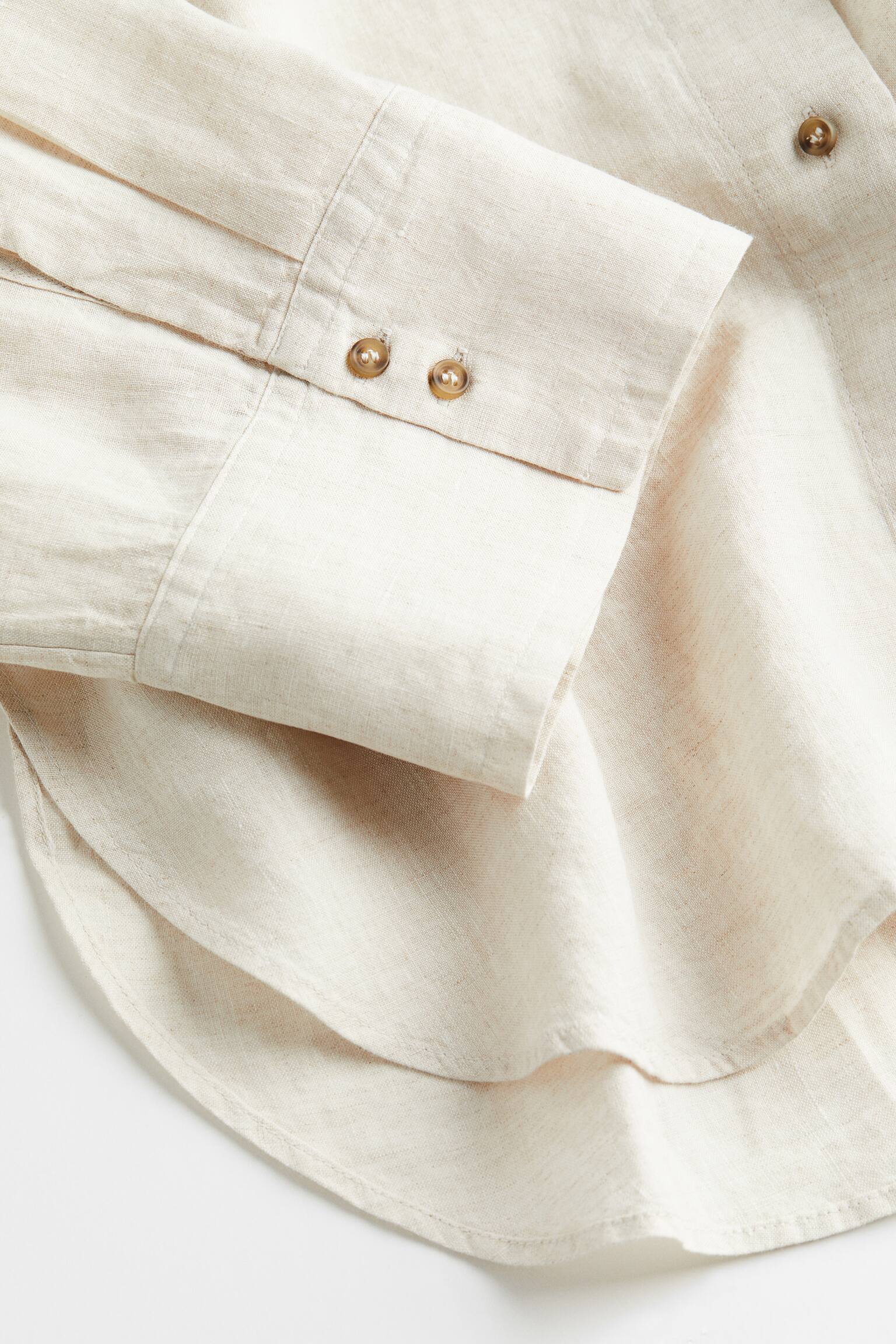 Linen shirt - Light beige/Black - 2