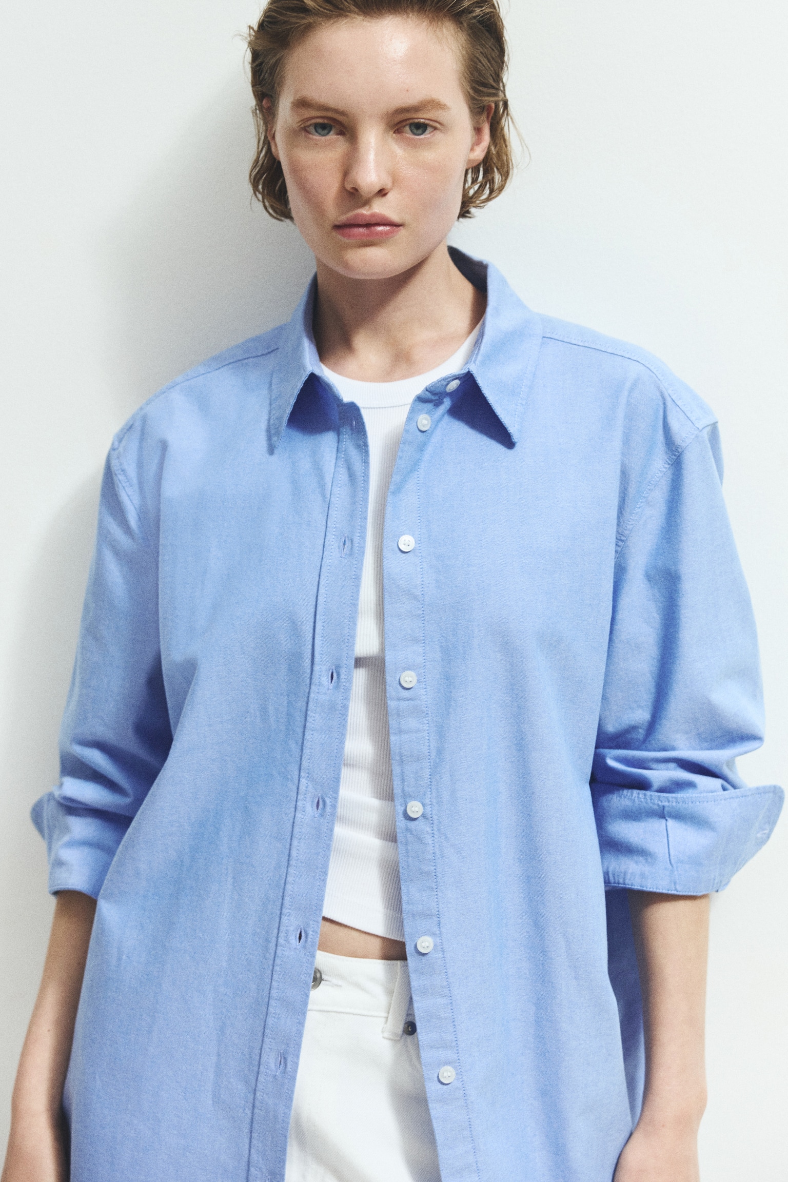 Oxford shirt - Blue/White/Light pink/Striped - 1