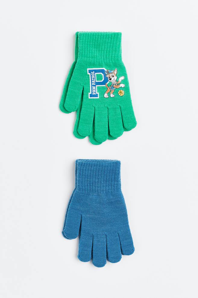 2-pack print-motif gloves - Bright green/Paw Patrol/Blue/Sonic the Hedgehog - 1