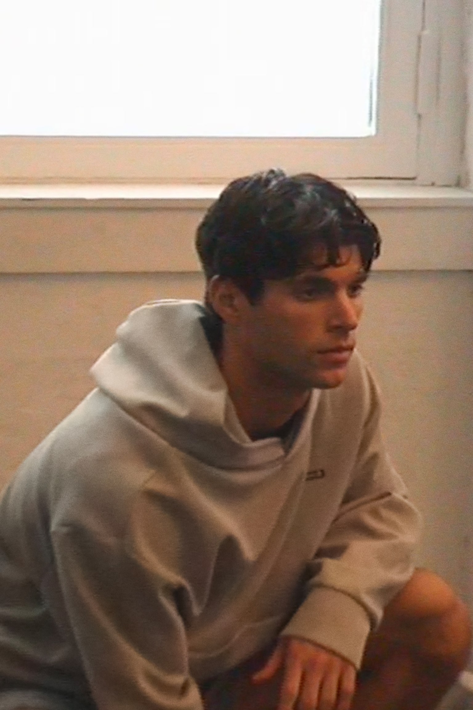 Oversized Fit Sport hoodie with DryMove™ - Beige/Patterned/Dark pink - 8