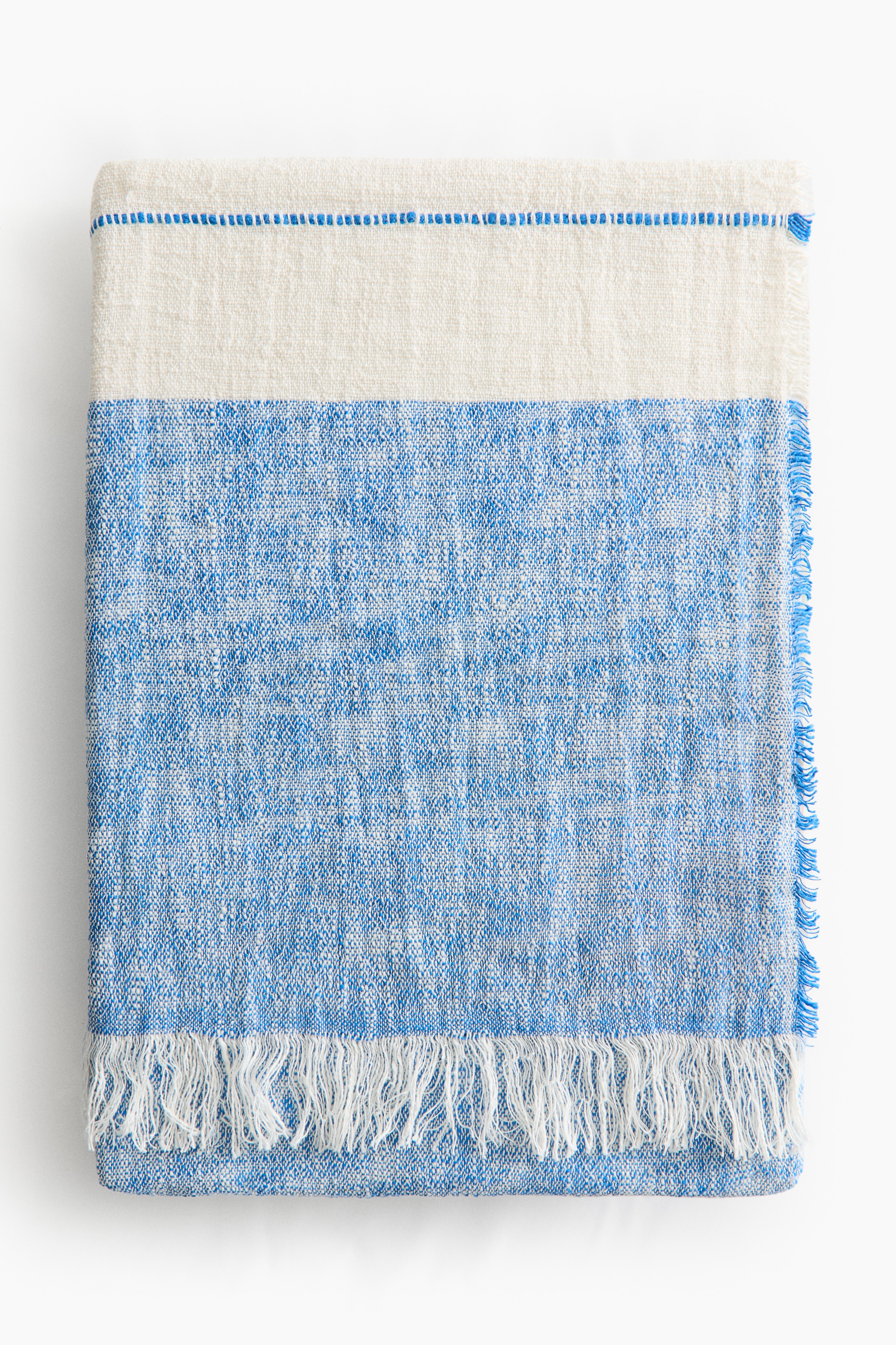 Manta en mezcla de lino - Azul/Crema/Beige/Crema/Amarillo/Crema/Gris oscuro/Crema