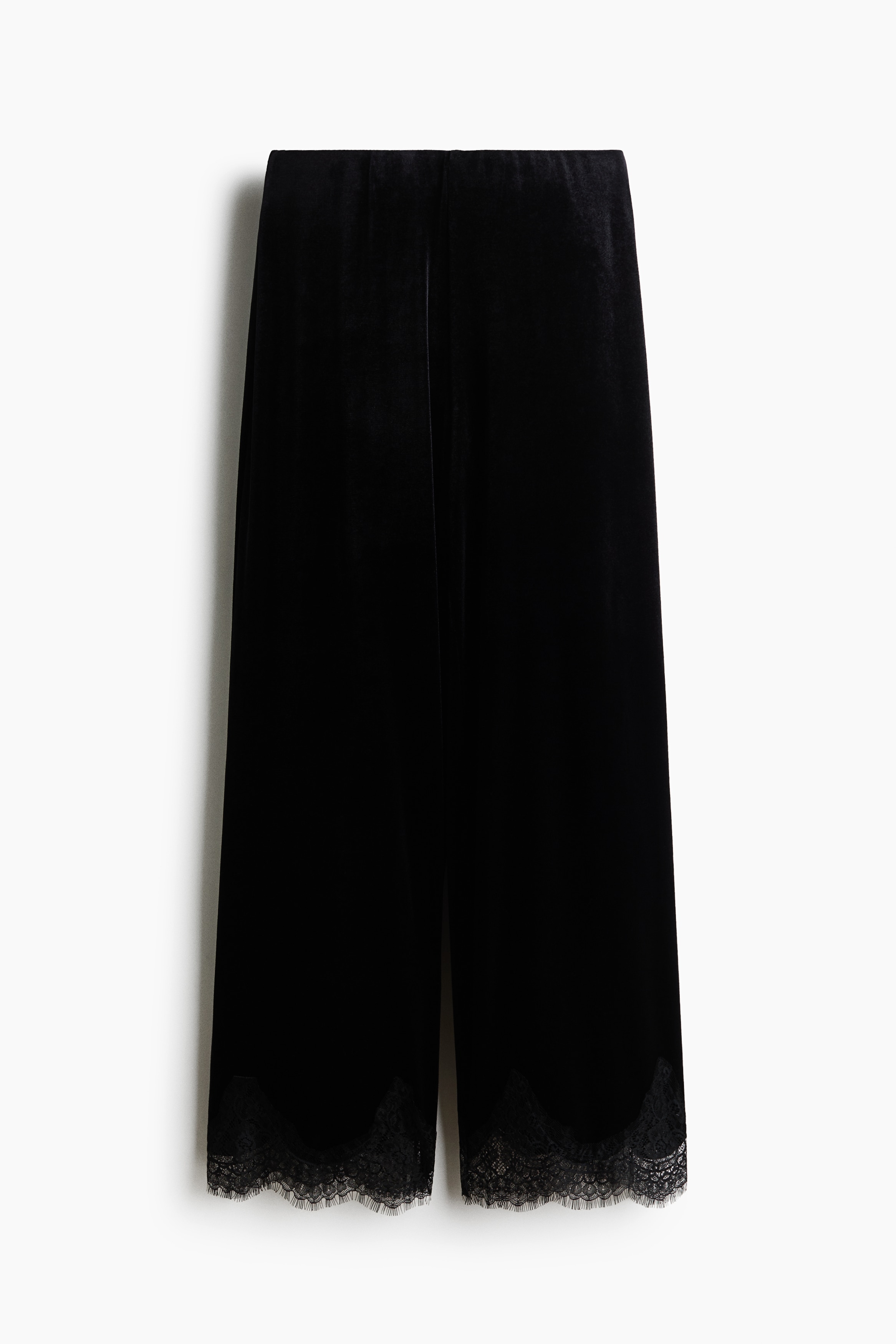 Velours broek met kant
