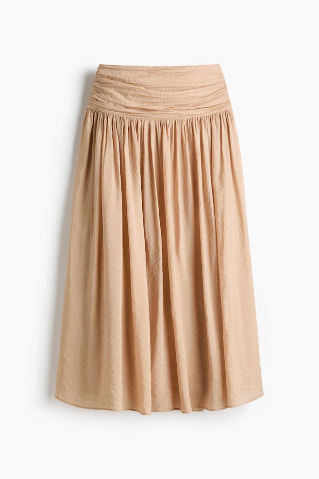 Falda de crepé con diseño fruncido - Beige/Rosa - 1