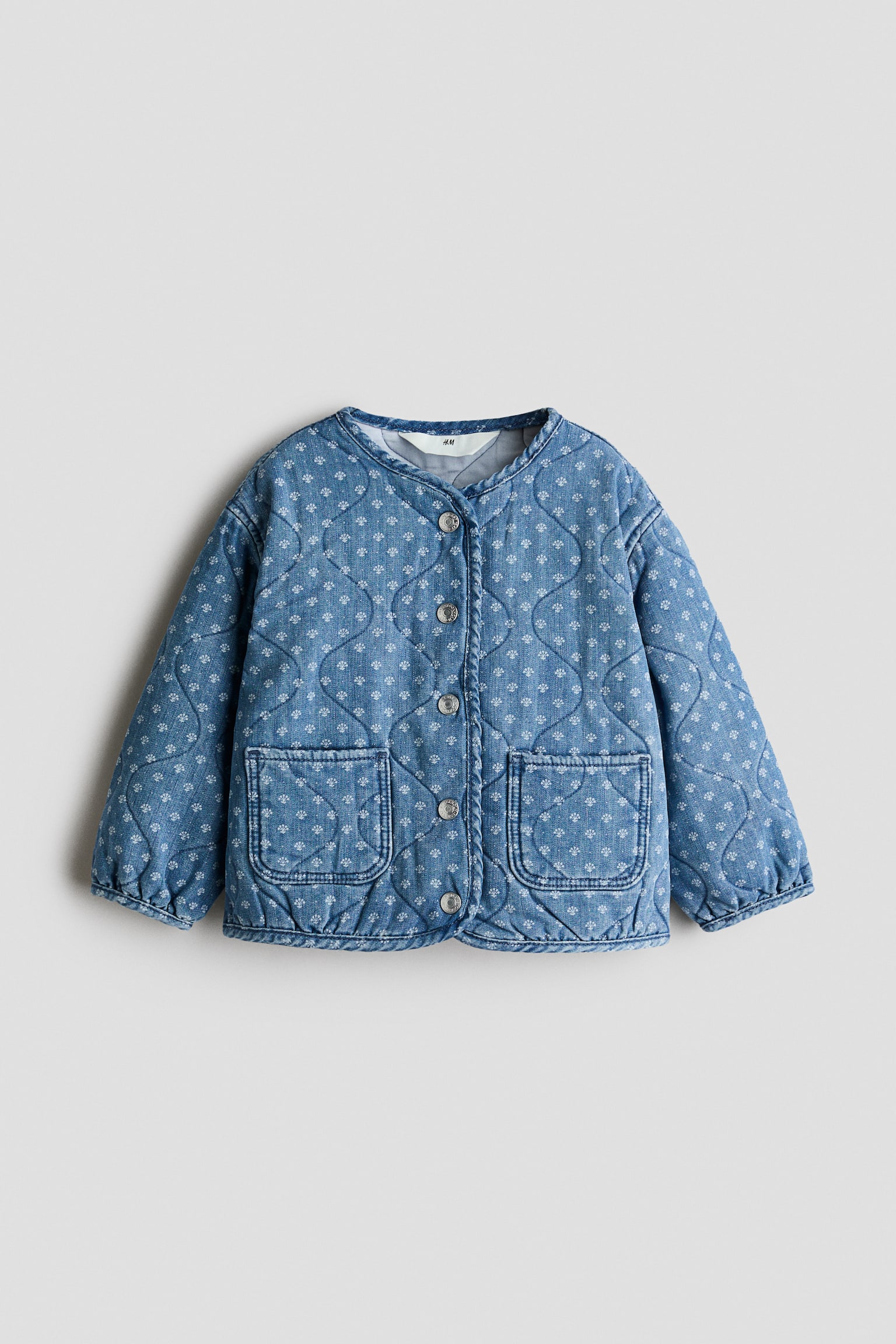 Quiltet denimjakke - Denim blue/Patterned