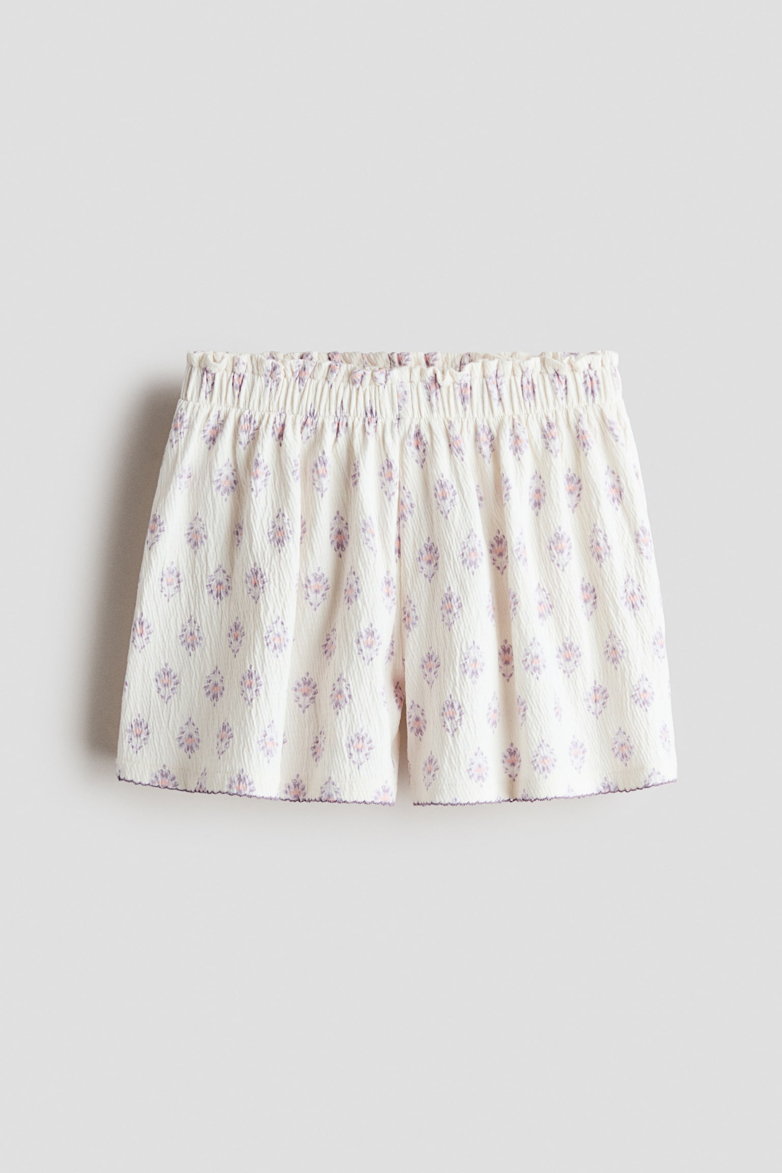 Shorts i bomuldsjersey med trykt mønster - Creme/Blomstret/Lys rosa/Blomstret/Creme/Polkaprikket