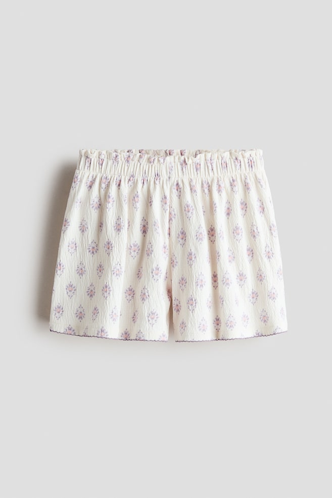 Shorts en punto de algodón con diseño - Crema/Floreado/Rosa claro/Floreado/Crema/Lunares - 1
