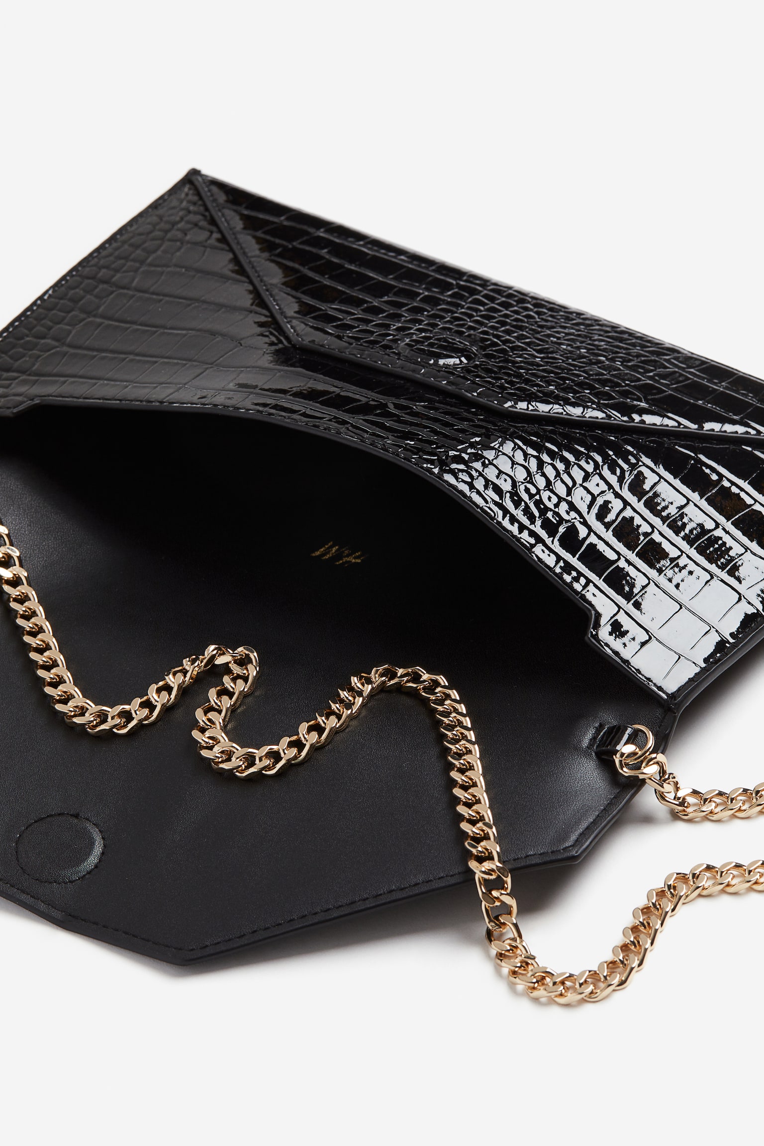 Crocodile Pattern Clutch - Black - 2