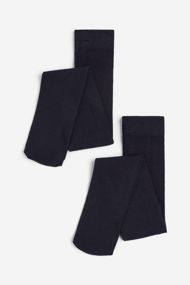 2-pack fine-knit tights - Navy blue/Black/Powder pink/Natural white - 1