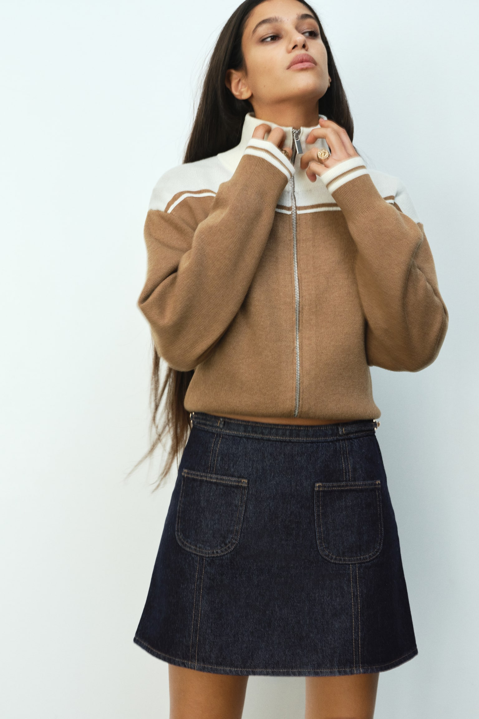 A-line denim skirt - Dark denim blue - 4